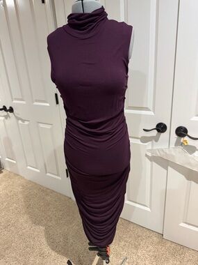 Bailey 44 Sleeveless Turtleneck Maxi Dress in Plum